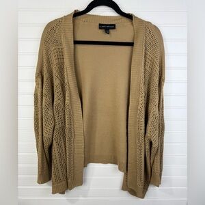 Lane Bryant women’s Tan camel Knit open Cardigan. Plus size business casual.